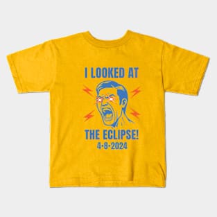 Retro I Looked At Eclipse 2024 Gift Kids T-Shirt